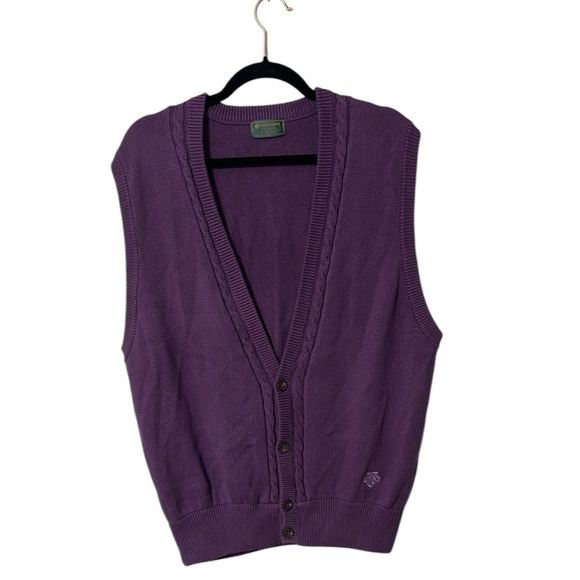 Descente Sweaters - Vtg Descante Purple Cable Knit Women's Golf Sweater Vest Size XL